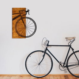 Wallity Bisiklet Accesorio Decorativo de Pared de Madera y Metal Nogal y Negro